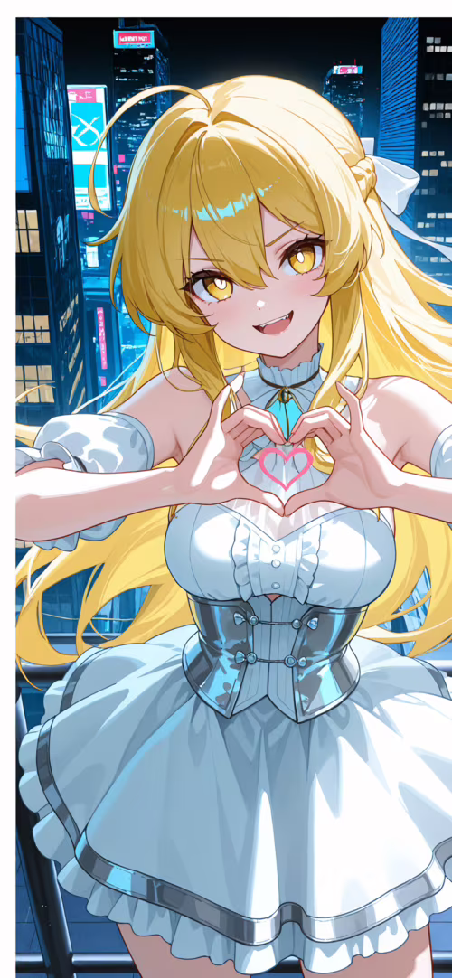 Die Anime-Figur Shokuhou Misaki mit langen, blonden Haaren und einem weißen Kleid... Huawei P40