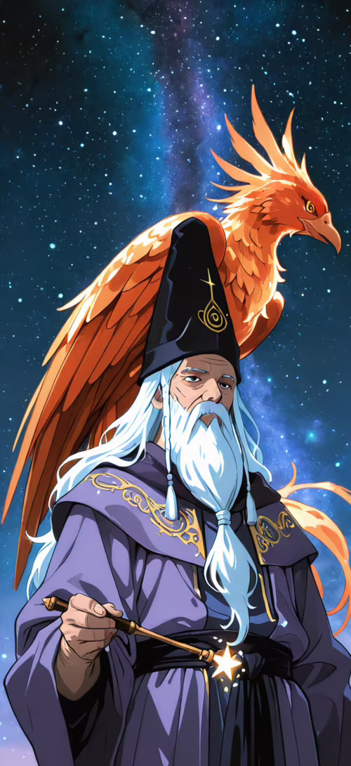 Ein im Anime-Stil gezeichnetes Porträt von Albus Dumbledore, einem Zauberer mit langem,... Blackview A30