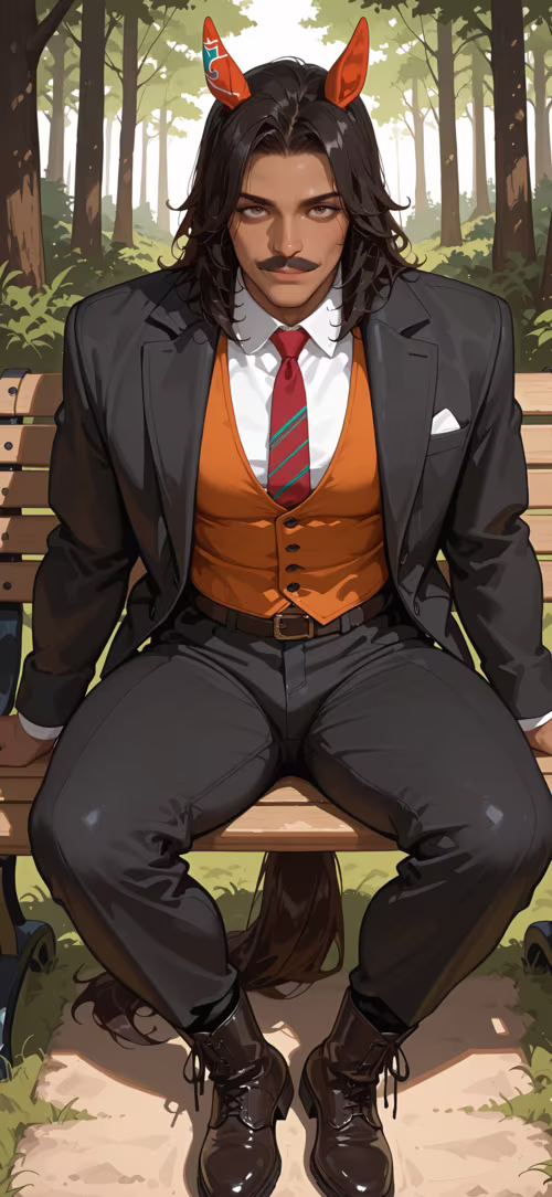 Eine digitale Illustration eines attraktiven Mannes mit brauner Haut, langen, dunklen... Honor 9X