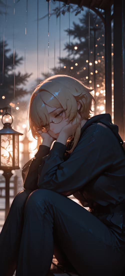 Ein blondhaariges Anime-Mädchen mit Brille, das als Lumine aus Genshin Impact identifiziert... OnePlus 12R