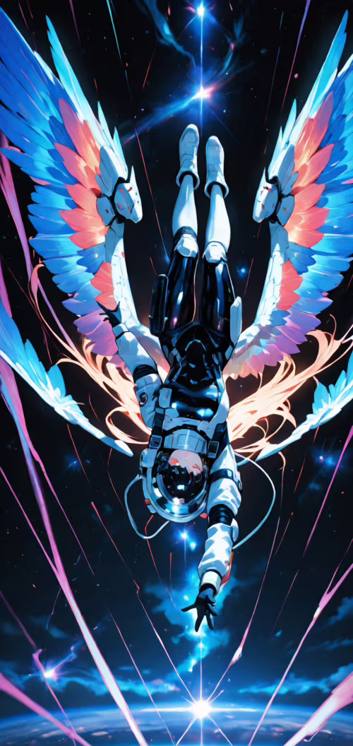 Fujimaru Ritsuka aus Fate/Grand Order als Astronaut mit großen, blau-weißen Flügeln,... Honor 8C