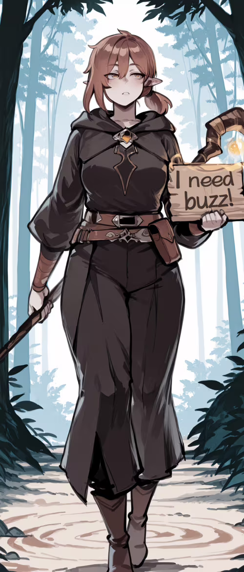 Ein Elfenmagier mit kurzem, braunem Haar, der ein dunkles, kapuzenartiges Gewand... Sony Xperia PRO dash I