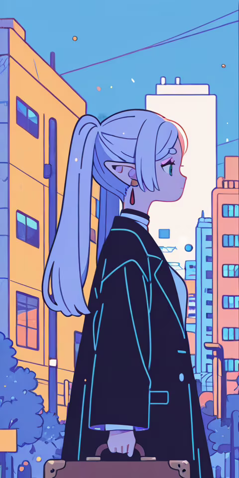 Eine im Anime-Stil gehaltene Illustration von Frieren, einem Elfenmädchen mit langem,... Blackview A20