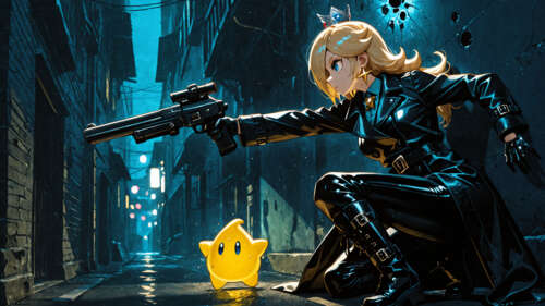 Eine im Anime-Stil gehaltene Illustration von Prinzessin Rosalina aus Super Mario,...