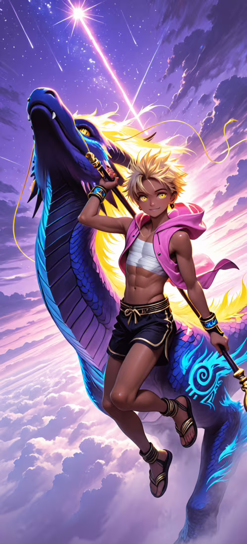 Ein junger Mann mit blonden Haaren und einem pinkfarbenen Kapuzenpullover hält einen...