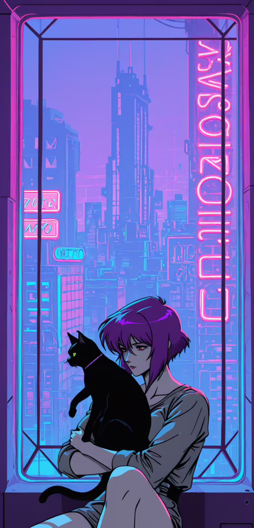 Eine im Anime-Stil gehaltene Illustration von Motoko Kusanagi aus „Ghost in the Shell“,... Doogee S90C