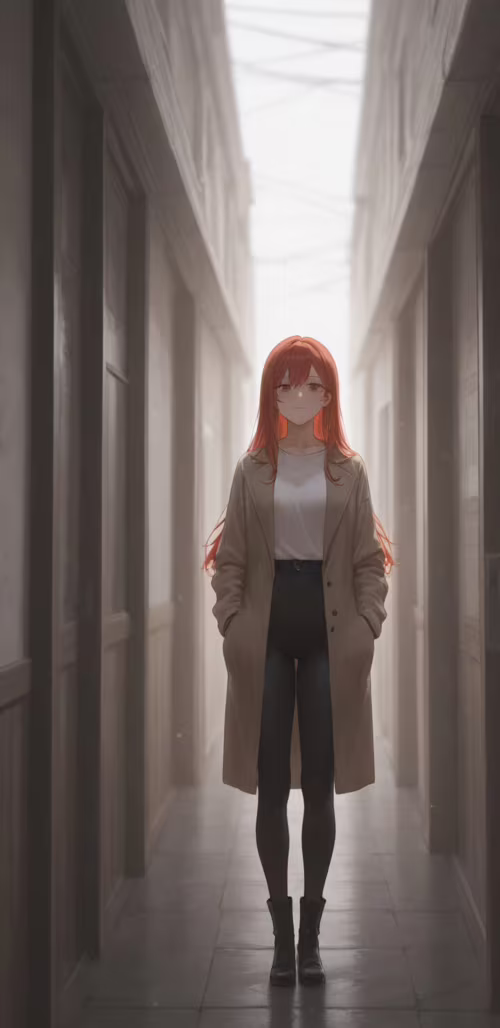 Eine junge Frau im Anime-Stil mit langen, blonden Haaren und einem langen, weißen... Samsung Galaxy J4 Core