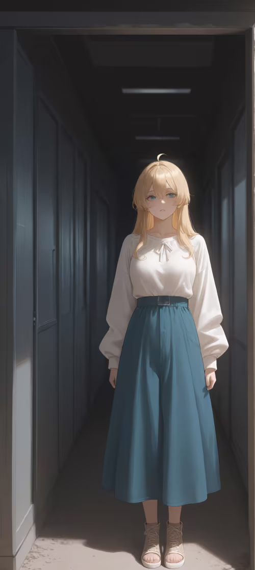 Eine junge Frau im Anime-Stil mit langen, blonden Haaren und einem langen, weißen... Redmi Note 13 Pro plus