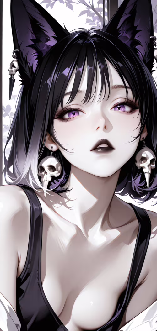 Eine im Anime-Stil gehaltene Illustration eines Mädchens mit schwarzen Fuchsöhren,... Honor 8C