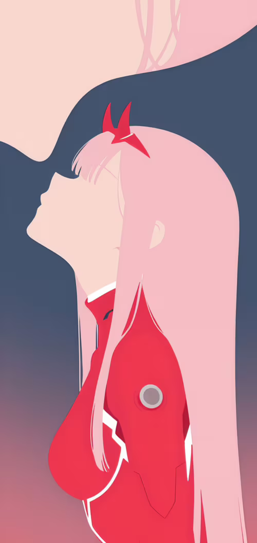 Eine minimalistische Seitenansicht-Illustration der Anime-Figur Zero Two. Sie hat... Honor 8C