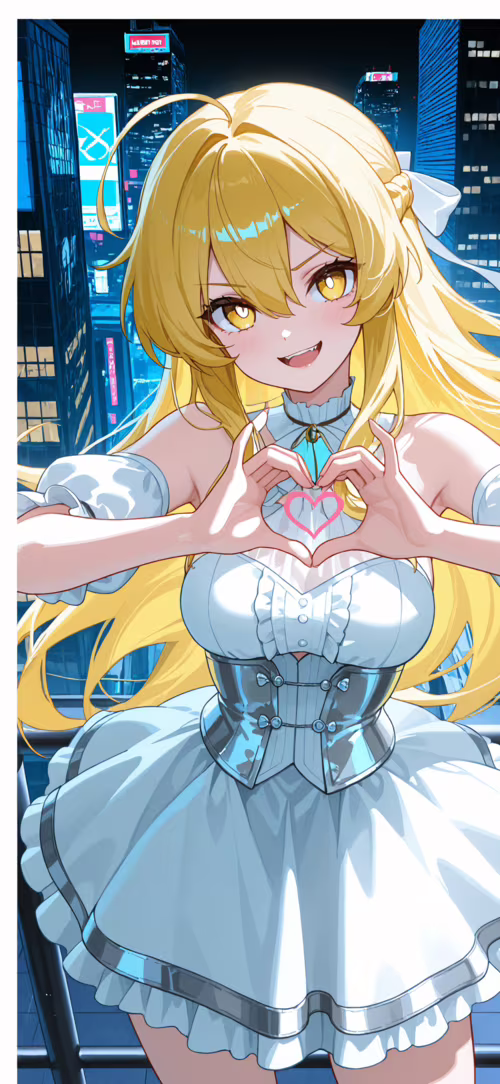 Die Anime-Figur Shokuhou Misaki mit langen, blonden Haaren und einem weißen Kleid... Apple iPhone 15