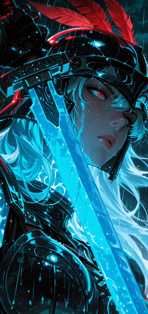 Ein im Anime-Stil gezeichnetes Porträt einer weiblichen Kriegerin mit langem, weißem... Nokia 2 dot 2