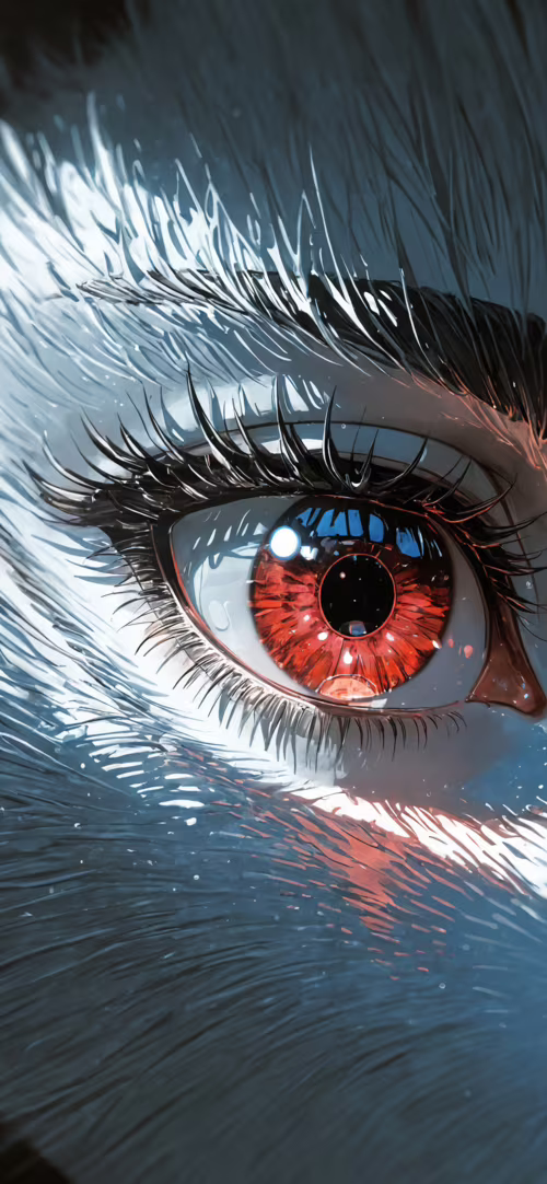 Eine detailreiche digitale Malerei, die einen stilisierten, weiß-grauen Fuchs mit... Huawei P40