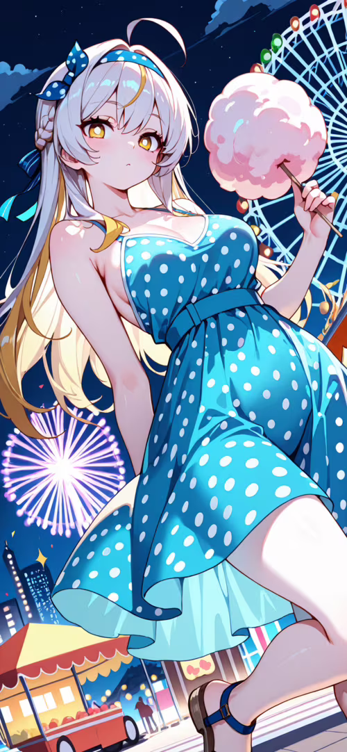 Ein Anime-Mädchen mit langen, blonden Haaren, das ein gelbes Kleid mit weißen Punkten... Apple iPhone 11