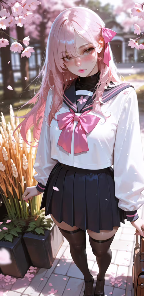 Eine im Anime-Stil gehaltene Illustration eines Mädchens mit langen, pinkfarbenen... Samsung Galaxy J4 Core