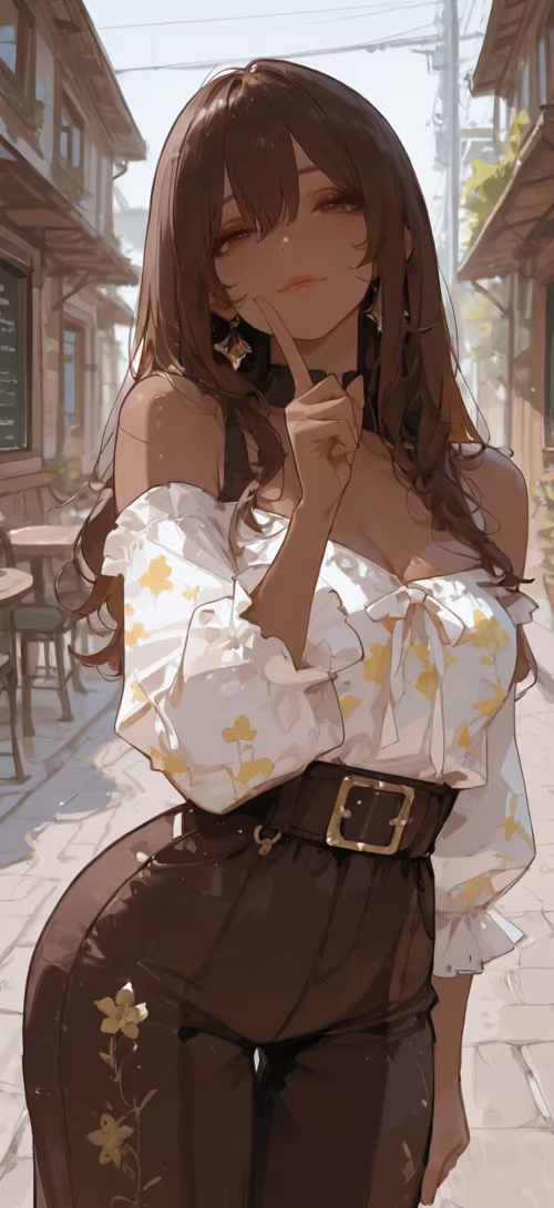 Eine im Anime-Stil gehaltene Illustration einer jungen Frau mit langen, braunen Haaren... Blackview A30