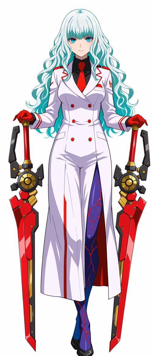 Eine Ganzkörperillustration eines Anime-Mädchens mit langem, hellblauem Haar und... Sony Xperia PRO dash I