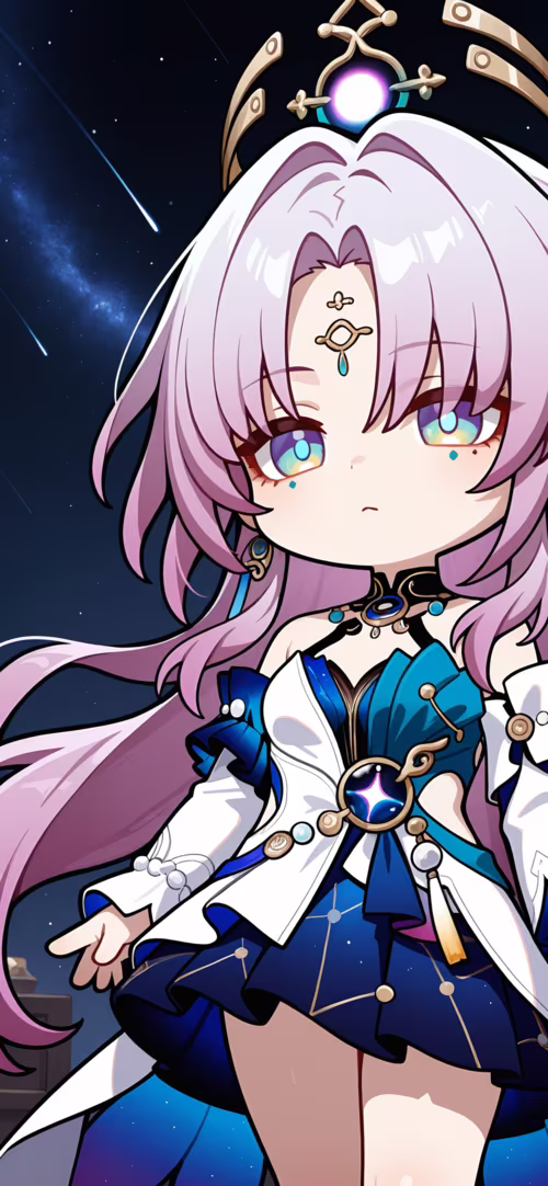 Eine niedliche Chibi-Zeichnung von Fu Xuan aus Honkai: Star Rail. Sie hat langes,... Huawei P40