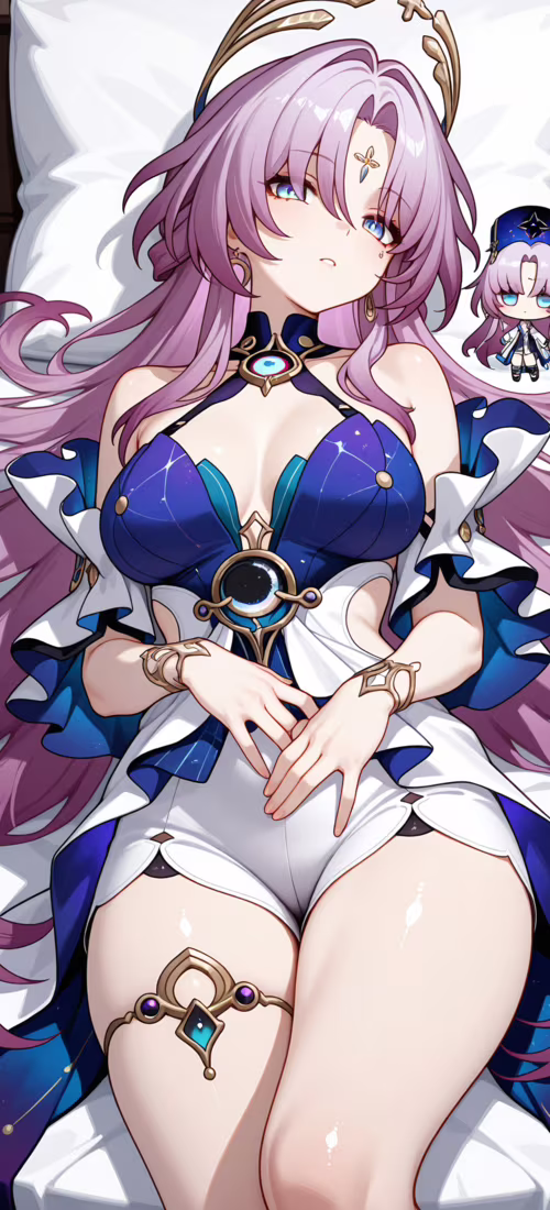 Eine niedliche Chibi-Zeichnung von Fu Xuan aus Honkai: Star Rail. Sie hat langes,... Huawei Mate 40