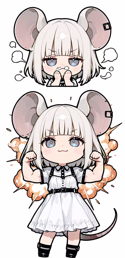 Ein Chibi-Anime-Mädchen mit großen Mäuseohren und silbernem Haar, das als Nazrin... Samsung Galaxy J4 Core