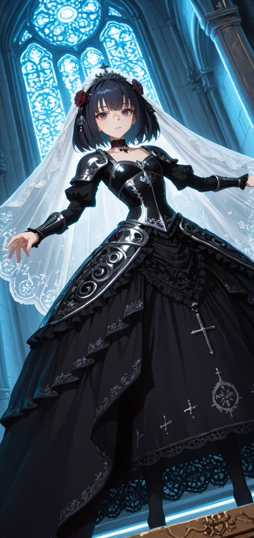 Eine im Anime-Stil gehaltene Illustration einer jungen Frau mit kurzen, blauen Haaren... Nokia X6