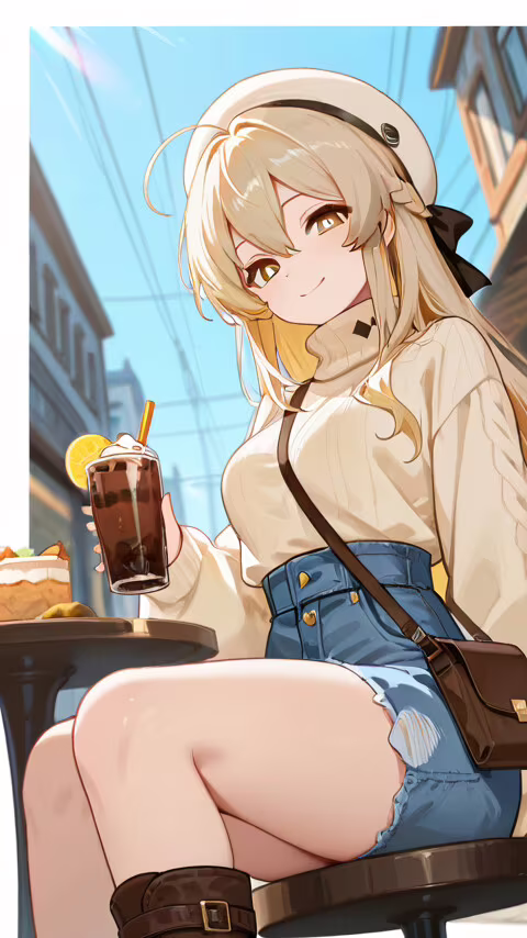 Lumine aus Genshin Impact, ein wunderschönes Anime-Mädchen mit langen, blonden Haaren,... LG Leon