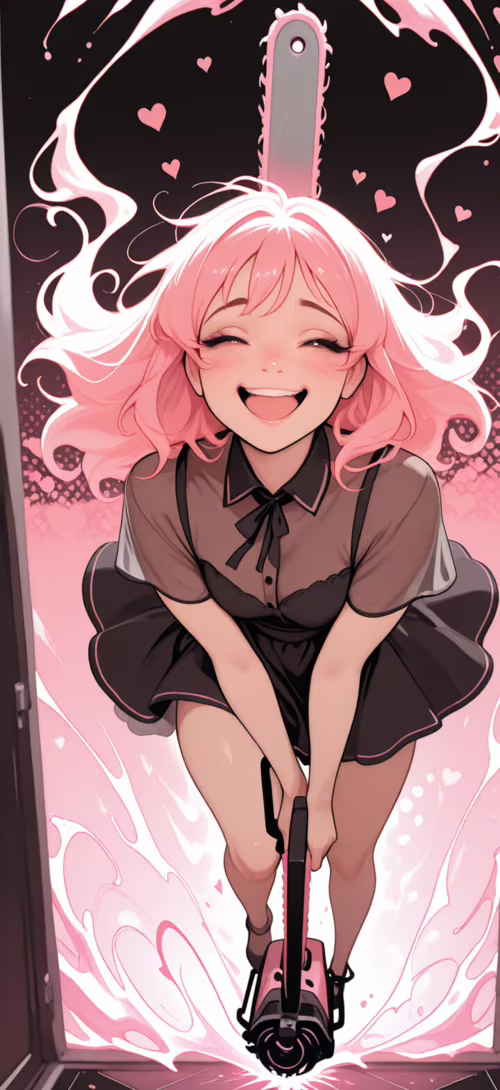 Ein Anime-Mädchen mit rosa Haaren, das ein Dienstmädchen-Kostüm trägt, lacht manisch,... Blackview A30