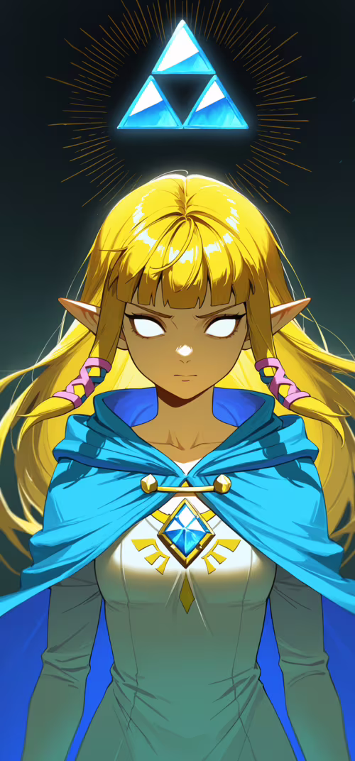 Eine im Anime-Stil gehaltene Illustration von Prinzessin Zelda mit leuchtend blauen... Samsung Galaxy S22 Ultra
