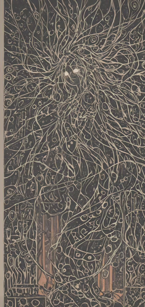 Ein abstraktes Gemälde mit einem dunklen Hintergrund, der von einem dichten, komplexen... Honor 8C