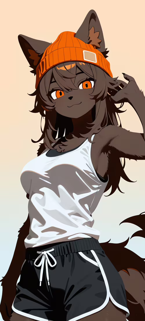 Eine im Anime-Stil gehaltene Illustration einer weiblichen, anthropomorphen Wölfin... Honor X9