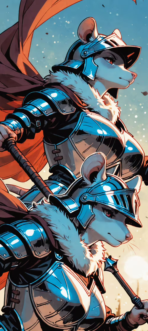 Eine digitale Illustration einer weiblichen, anthropomorphen Mäusekriegerin in vollständiger... Samsung Galaxy A52