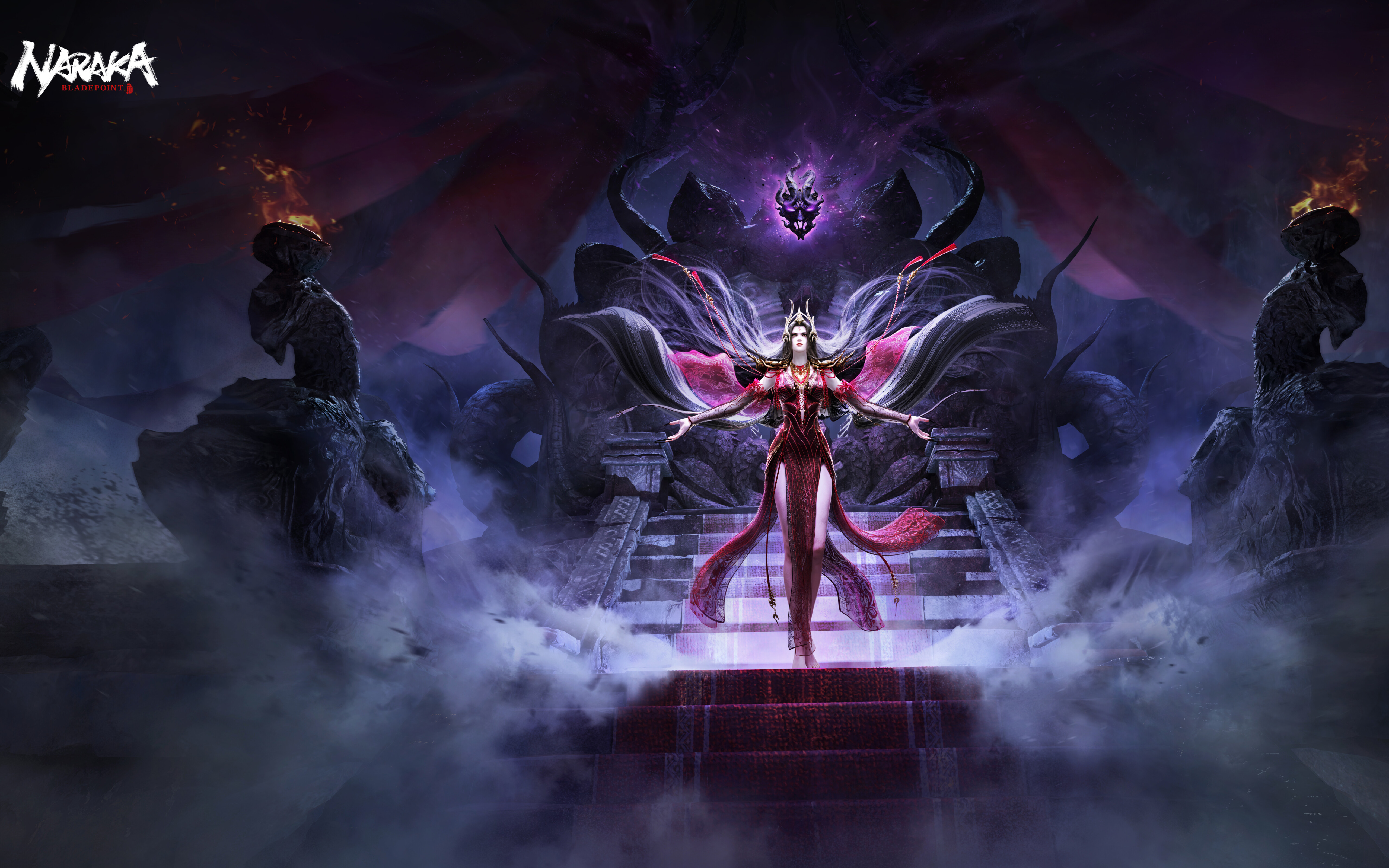 Eine geheimnisvolle Hexe, deren Figur von dem Videospiel Naraka: Bladepoint inspiriert wurde und die sich durch düstere Fantasy-Elemente und mystische Energie auszeichnet.