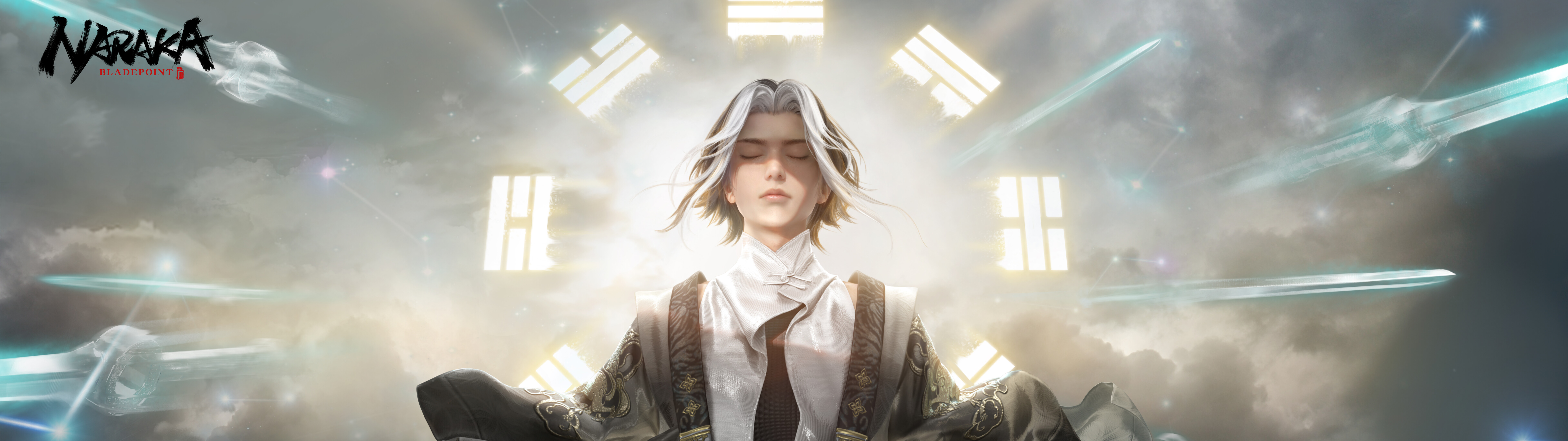 Ein Magier-Charakter aus dem Spiel Naraka: Bladepoint, der einen magischen Zauber mit leuchtenden Energieeffekten wirkt.