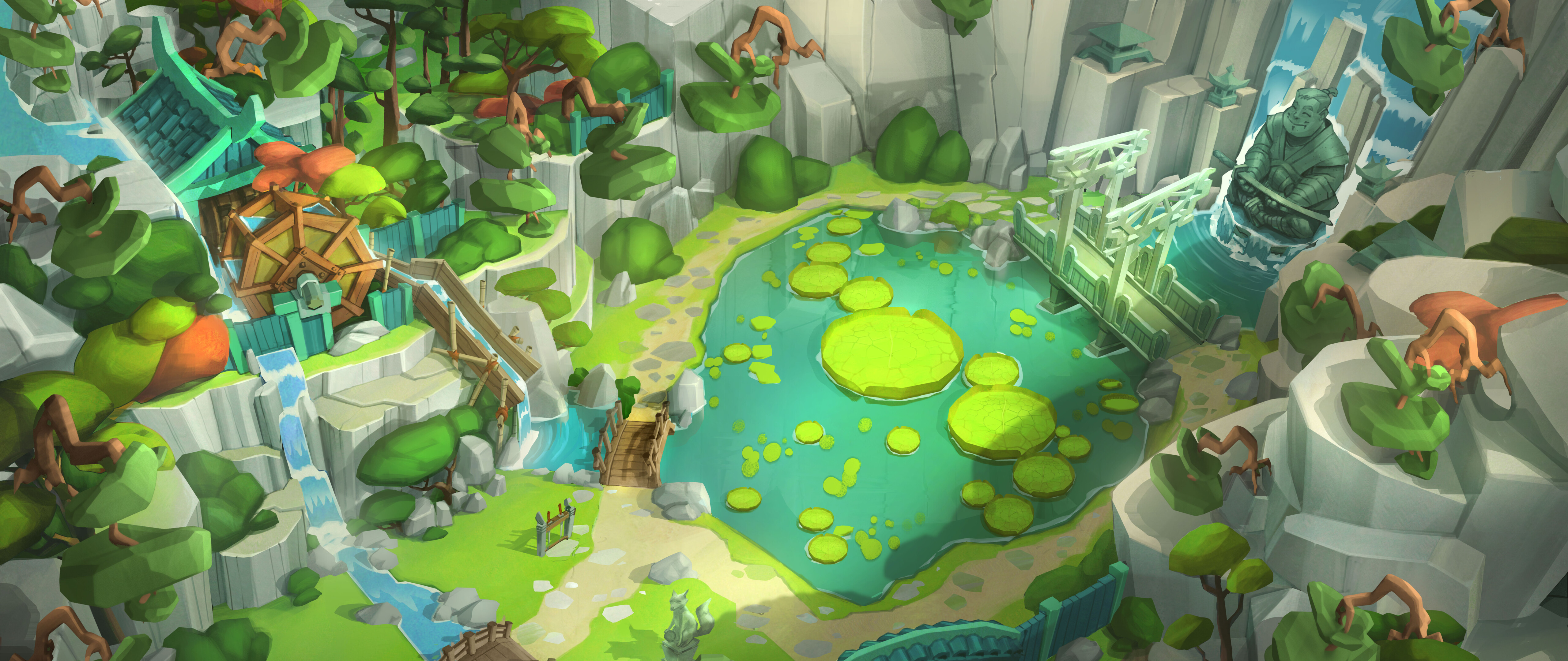 Bunte Wassermelon-, Kiwi- und Zitronenscheiben fliegen während eines Spielmoments in Fruit Ninja VR 2 durch die Luft.