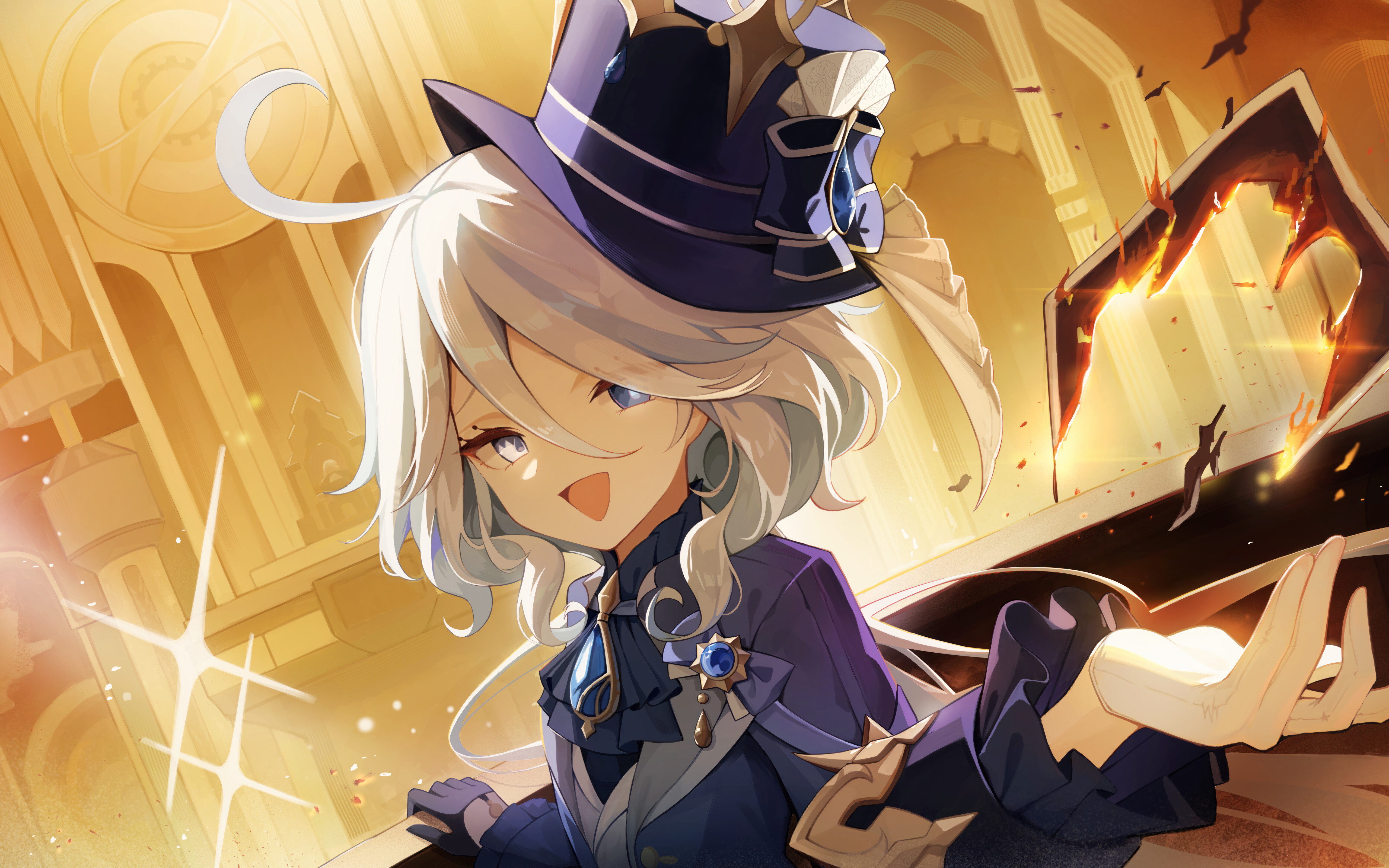 Ein wunderschönes Porträt von Furina aus Genshin Impact.