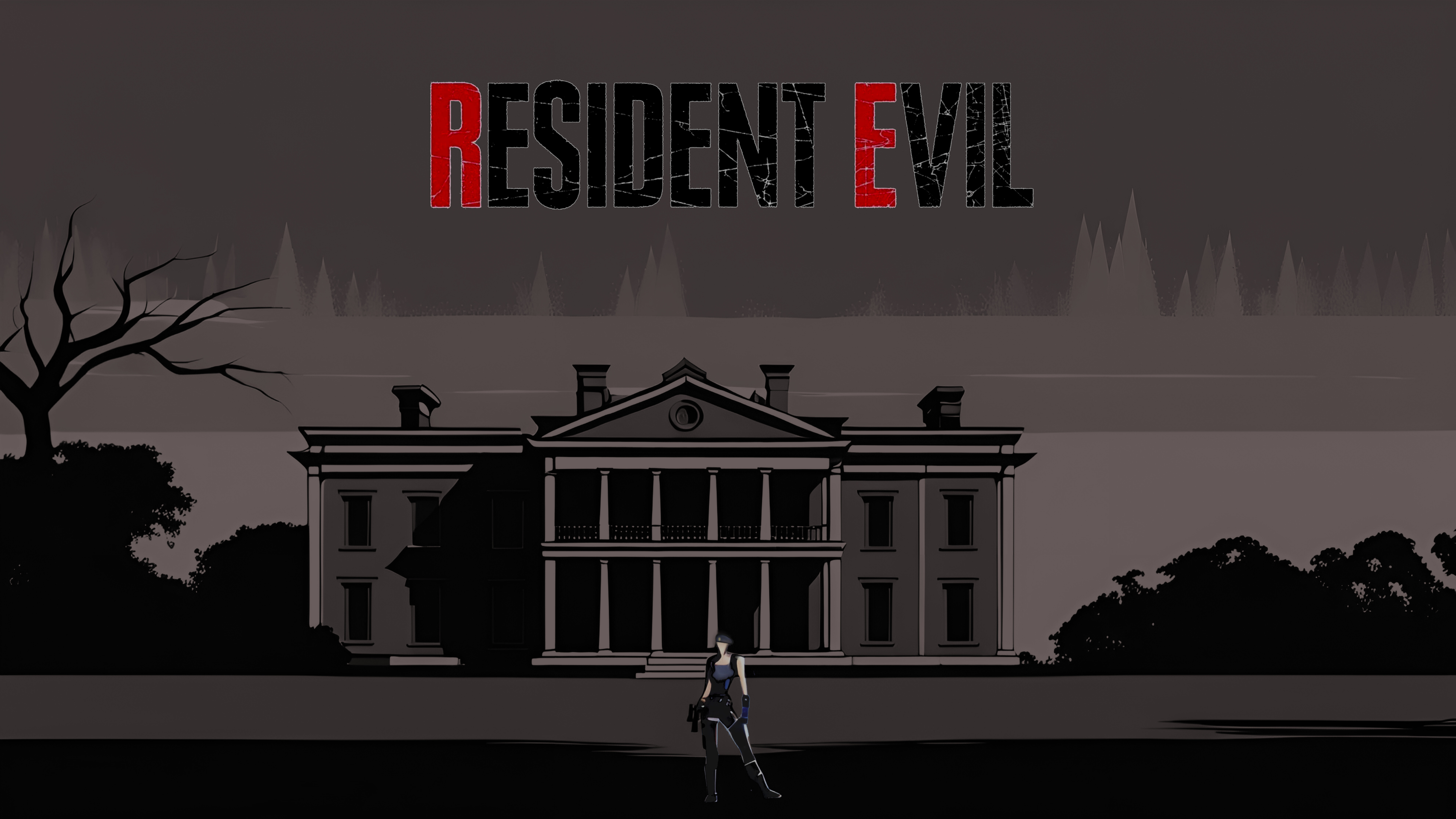 Jill Valentine aus Resident Evil stellt sich in einem düsteren, atmosphärischen Herrenhaus einem Haufen Zombies entgegen.