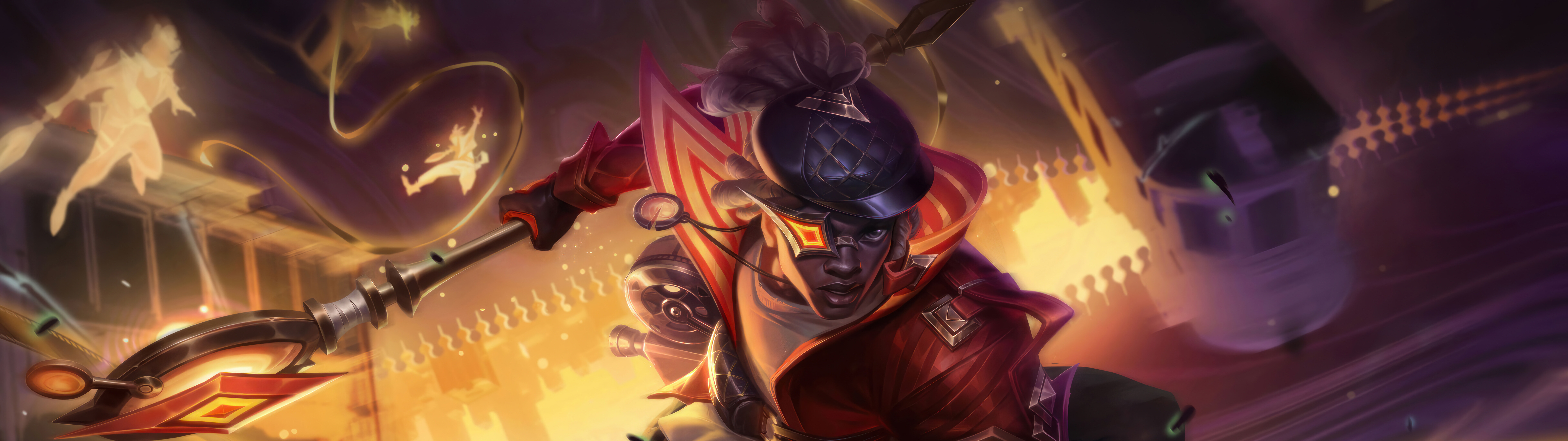 Ein Nahaufnahmeporträt von Ekko aus League of Legends, mit neonblauen Akzenten und futuristischer Technologie.