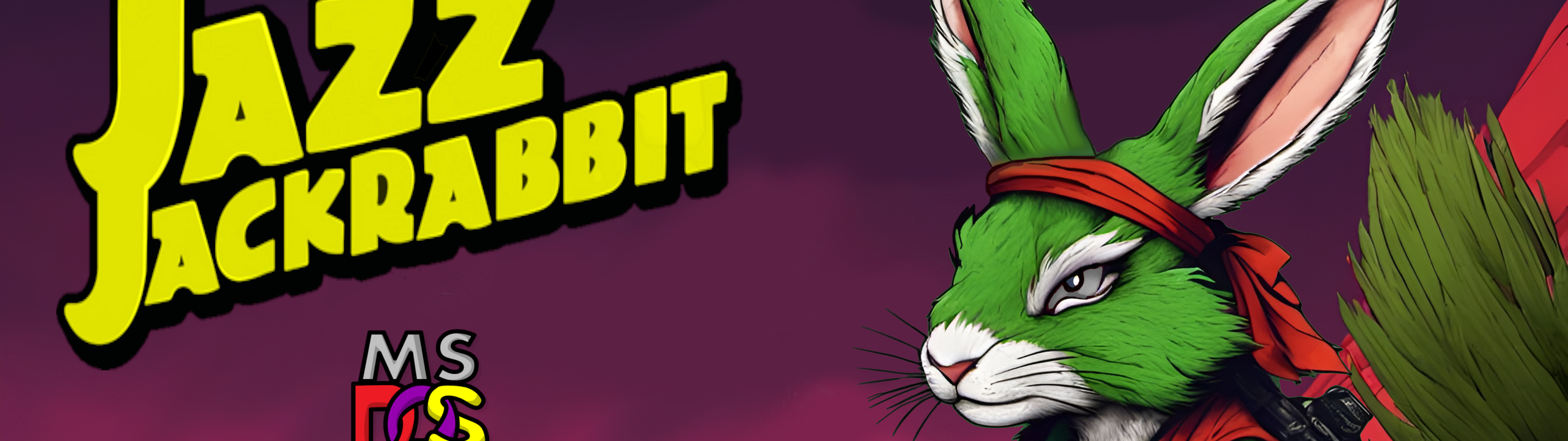 Illustration im Retro-Stil, die die Figur Jazz Jackrabbit aus dem klassischen Videospiel Jazz Jackrabbit darstellt.