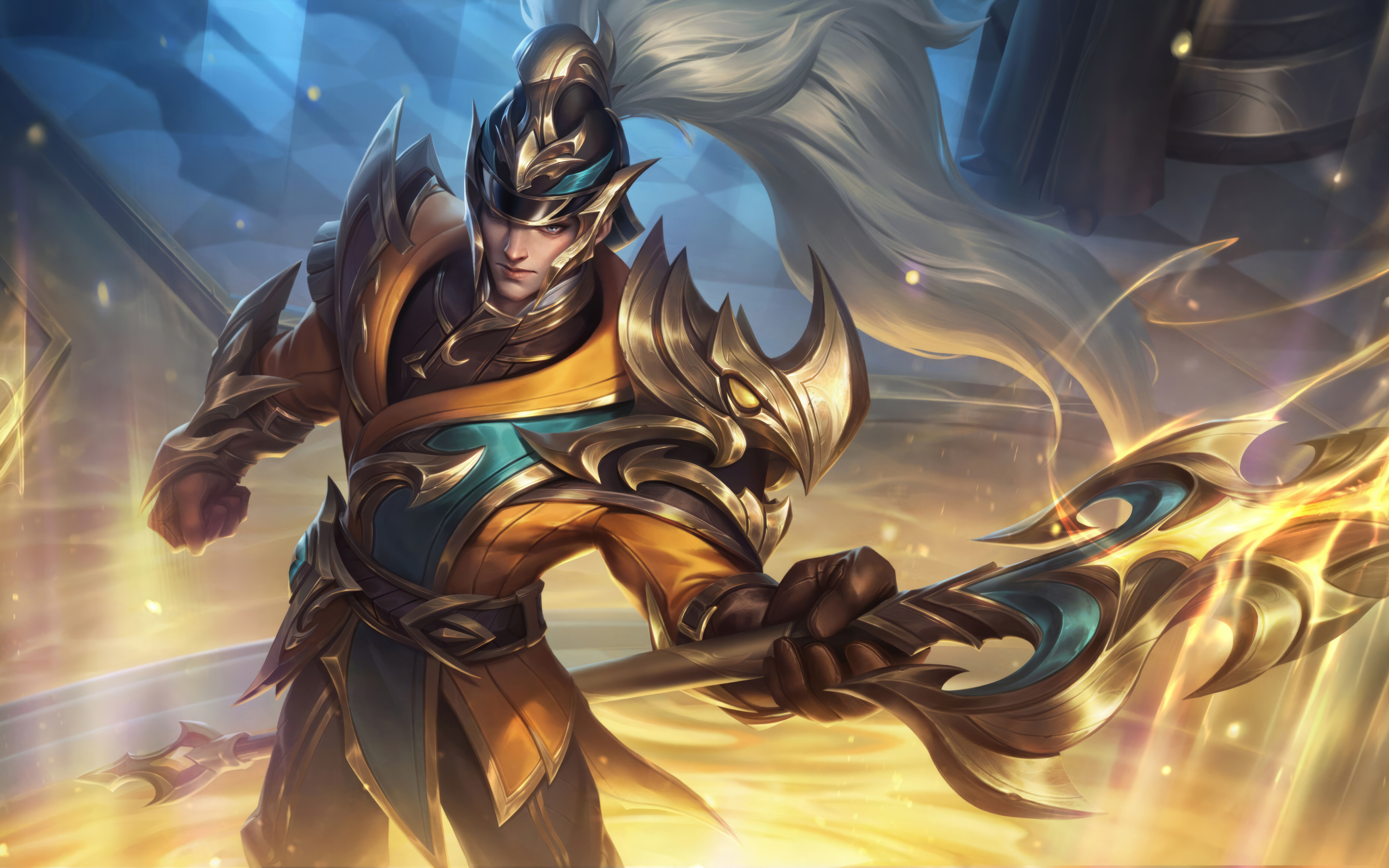 Xin Zhao aus League of Legends, abgebildet mit seiner charakteristischen Speerspitze.