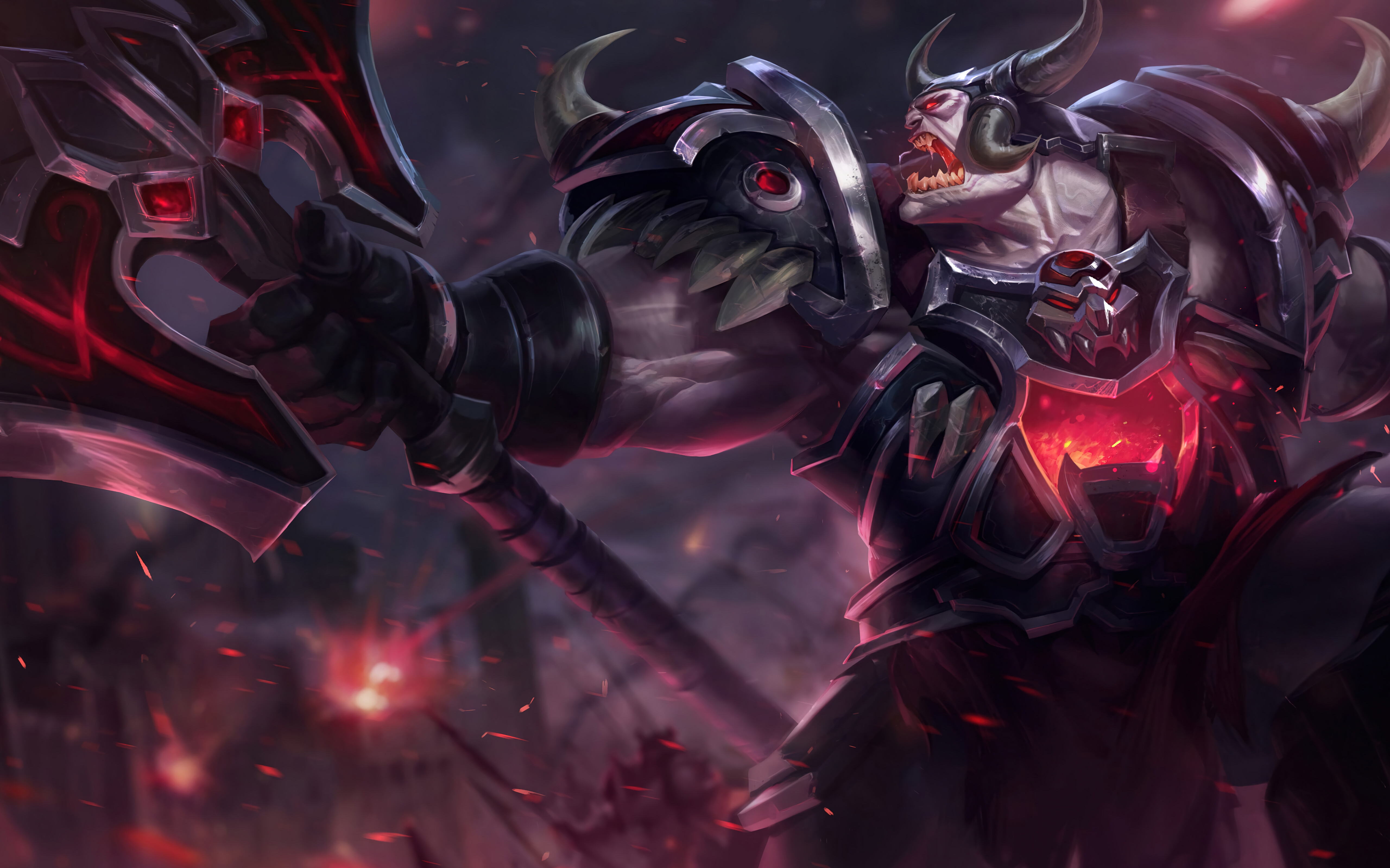 Sion, der untote Koloss aus League of Legends, in einer kraftvollen Pose.