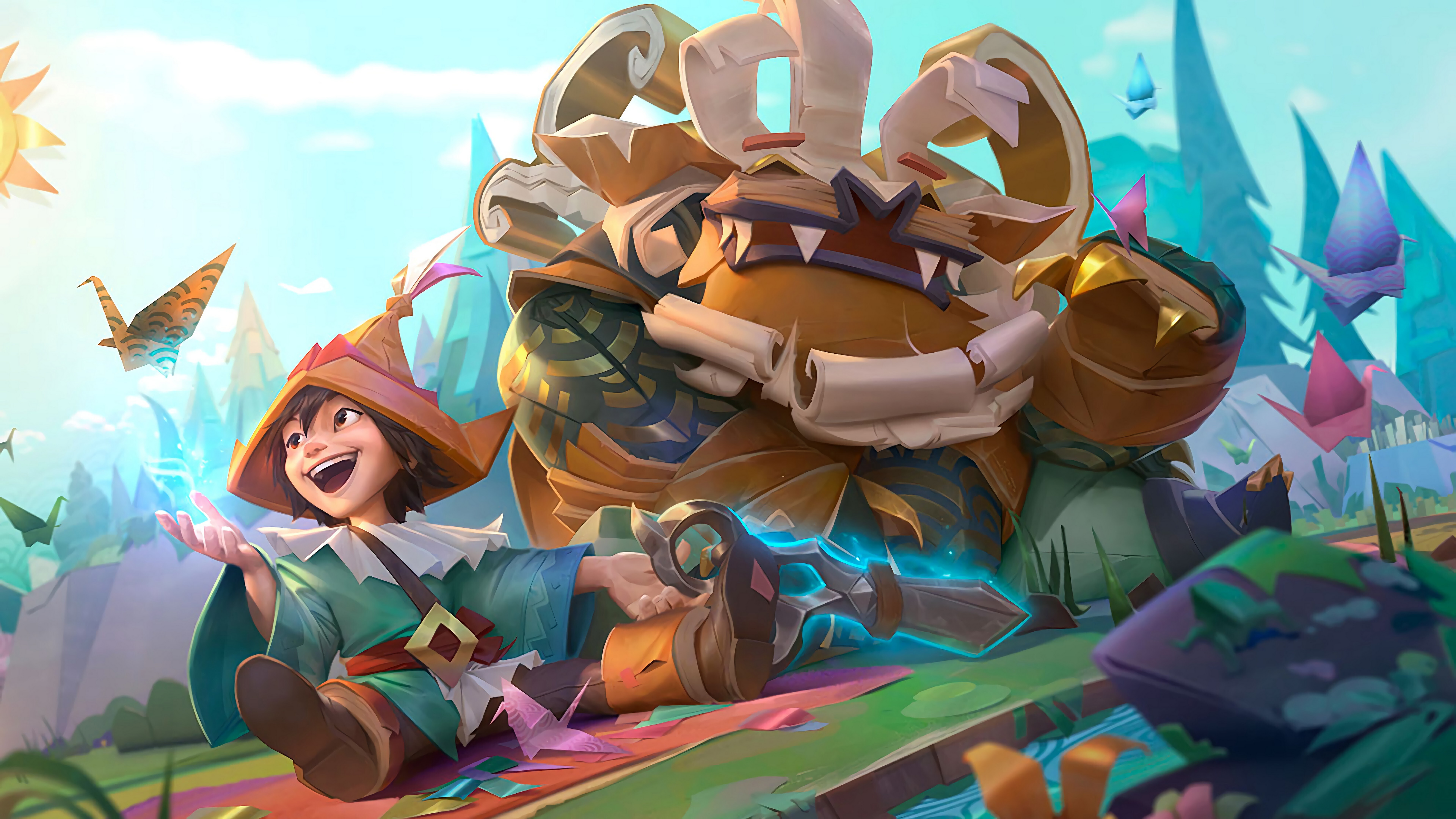 Nunu und der Yeti Willump aus League of Legends in einer verschneiten Umgebung.