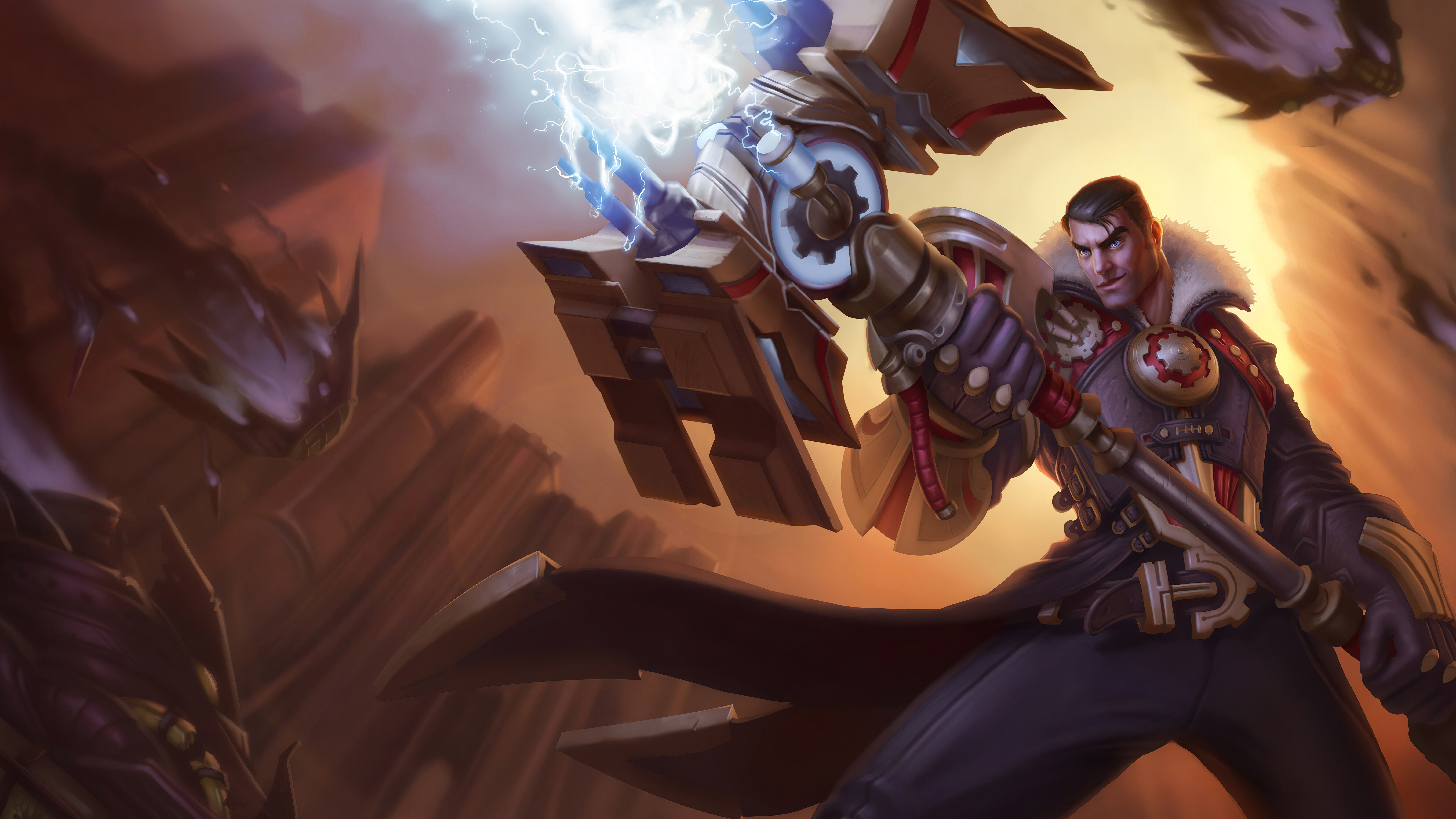 Jayce aus League of Legends: Wild Rift, wie er seinen charakteristischen Hextech-Hammer schwingt.
