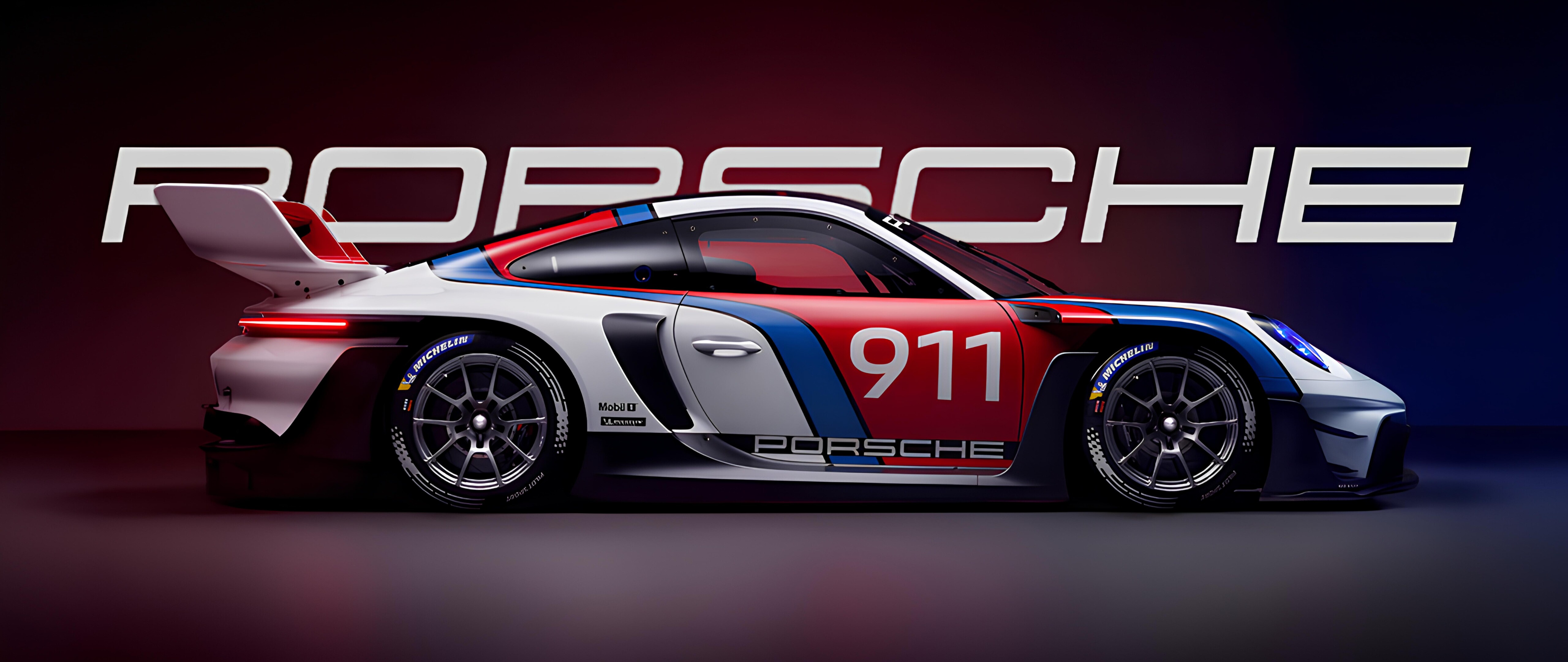 Ein hochwertiges, ästhetisch ansprechendes Foto eines Porsche 911 GT3 Sportwagens, das sich durch elegante Linien und eine filmische Beleuchtung auszeichnet.