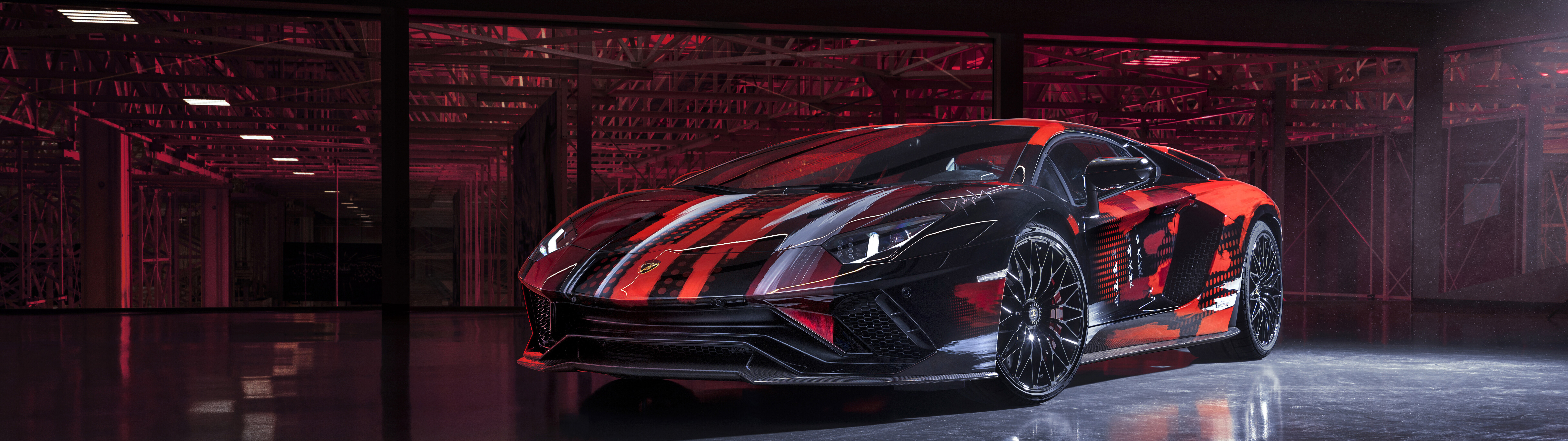 Ein elegantes, hochleistungsstarkes Lamborghini Aventador S-Sportwagenmodell mit auffälligem, aerodynamisch optimiertem Design und einer luxuriösen Ausstattung.